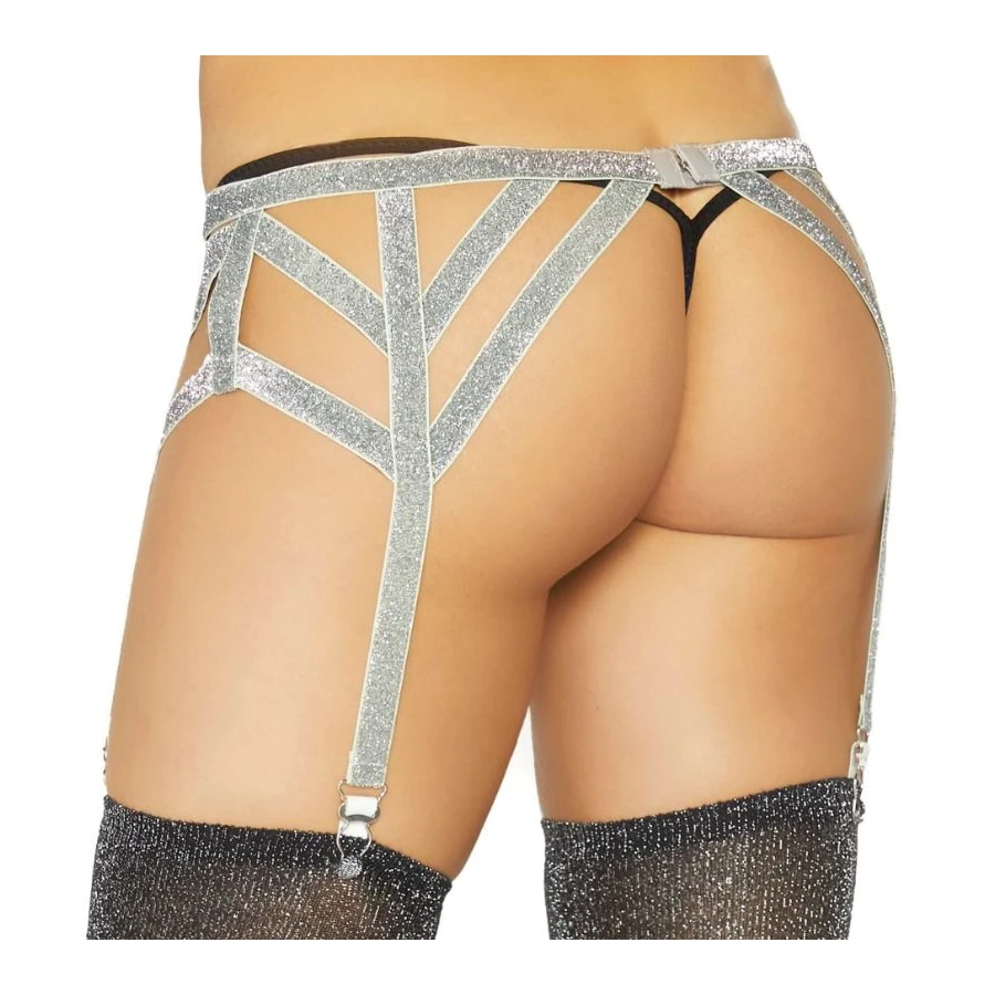LEG AVENUE - CINTURA ELASTICA IN LUREX ARGENTO TAGLIA UNICA